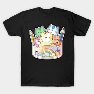 Cute Crayon Cat - Colorful Cat Kitten Lover T-Shirt